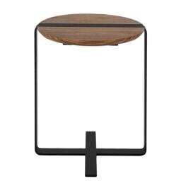 Rackhams Round Corner Table Walnut and Black Steel 2054 - thumbnail 2