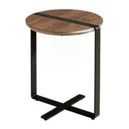 Rackhams Round Corner Table Walnut and Black Steel 2054 - thumbnail 1