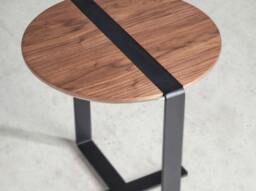 Rackhams Round Corner Table Walnut and Black Steel 2054 - thumbnail 5