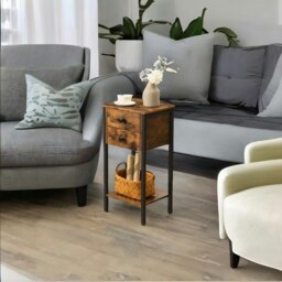 Rackhams Slim Industrial Bedside Table with 2 Drawers - thumbnail 6
