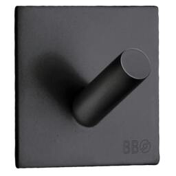 Rackhams Black Stainless Steel Single Towel Hook (45 x 45mm) Self Adhesive Bathroom Wall Mounted