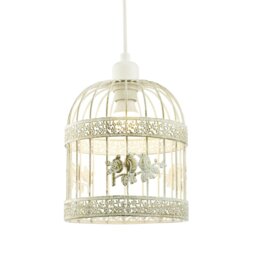 Rackhams Shabby Chic Brushed Cream and Gold Birdcage Shade with 3D Flowers and Birds
