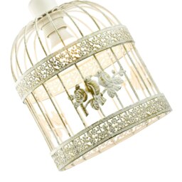 Rackhams Shabby Chic Brushed Cream and Gold Birdcage Shade with 3D Flowers and Birds - thumbnail 4