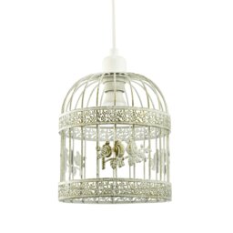 Rackhams Shabby Chic Brushed Cream and Gold Birdcage Shade with 3D Flowers and Birds - thumbnail 3