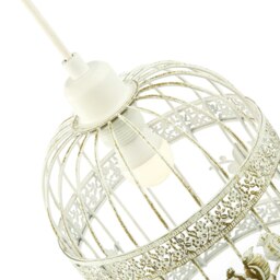 Rackhams Shabby Chic Brushed Cream and Gold Birdcage Shade with 3D Flowers and Birds - thumbnail 5