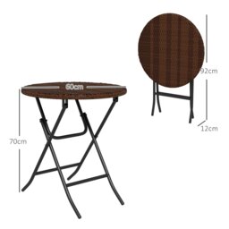Rackhams Foldable Outdoor Coffee Table, Metal Frame Rattan Side Table, Brown - Brown - Steel, PE Rattan - 60cm x 60cm x 70cm - thumbnail 5