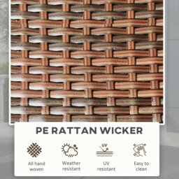 Rackhams Foldable Outdoor Coffee Table, Metal Frame Rattan Side Table, Brown - Brown - Steel, PE Rattan - 60cm x 60cm x 70cm - thumbnail 4