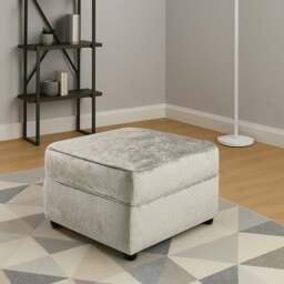 Rackhams Chelsea / Crystal Crushed Velvet Footstool - Silver - thumbnail 1