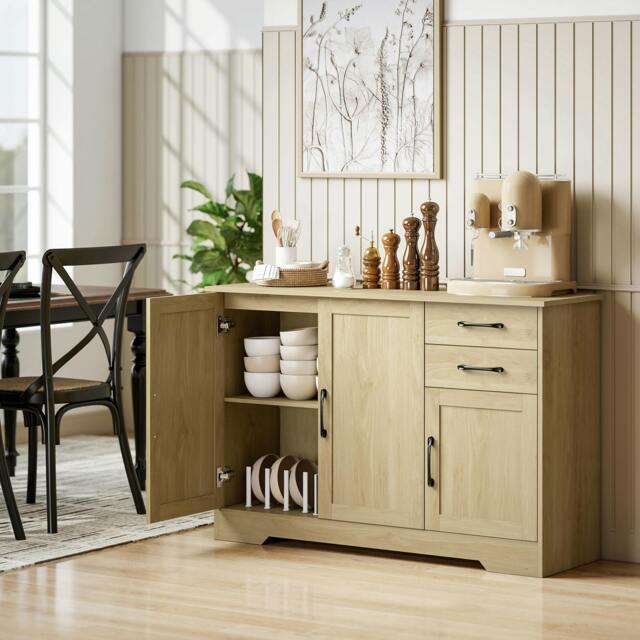 Rackhams Sideboard with Soft-Close Doors, Modern Storage Cabinet Natural - Natural wood finish - Sideboard - Natural wood - image 1