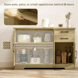 Rackhams Sideboard with Soft-Close Doors, Modern Storage Cabinet Natural - Natural wood finish - Sideboard - Natural wood - thumbnail 4
