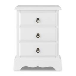 Rackhams Romance 3 Drawer Bedside Table. French Style Nightstand - True White, White - thumbnail 5