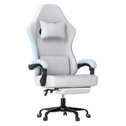 Rackhams Gaming Chair Office Recliner Spring Padding Adjustable Swivel Footrest - Black - thumbnail 3