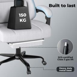 Rackhams Gaming Chair Office Recliner Spring Padding Adjustable Swivel Footrest - Black - thumbnail 6