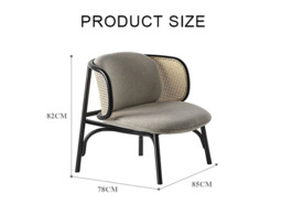 Rackhams Cane Rattan Armchair, Grey Linen - thumbnail 5