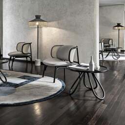 Rackhams Cane Rattan Armchair, Grey Linen - thumbnail 4