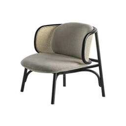 Rackhams Cane Rattan Armchair, Grey Linen - thumbnail 2