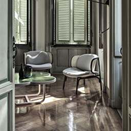 Rackhams Cane Rattan Armchair, Grey Linen - thumbnail 3