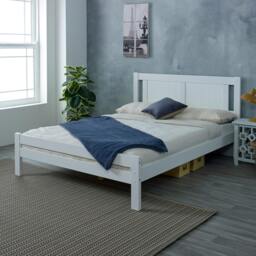 Rackhams Glory Solid Pine Bed Frame, Panelled Headboard, White, 4 Sizes - White - 5FT