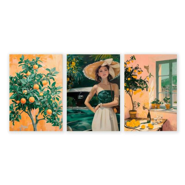 Rackhams Wall Art For Living Room Modern - Set of 3 Italian Lifestyle Wall art Prints - 20 x 30 in / 50 x 76 cm - Polyester Canvas 260 gsm - Canvas wrapped - image 1