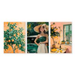 Rackhams Wall Art For Living Room Modern - Set of 3 Italian Lifestyle Wall art Prints - 20 x 30 in / 50 x 76 cm - Polyester Canvas 260 gsm - Canvas wrapped