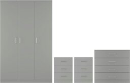 Rackhams Dakota 3 Door Triple Wardrobe 4 Piece Bedroom Set - Dark Grey - thumbnail 2