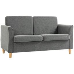 Rackhams Compact Loveseat Sofa, Modern 2 Seater Sofa for Living Room with Wood Legs and Armrests, Grey - thumbnail 1