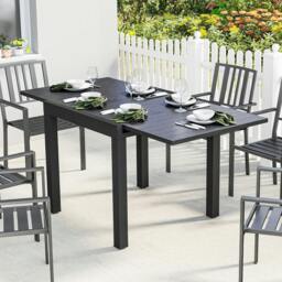 Rackhams Aluminium Extending Garden Table with Faux Wood Slatted Top, Black - 1 - 160 x 80 x 75 cm - 80 - thumbnail 2