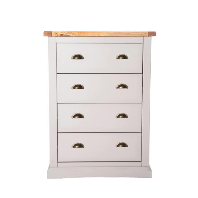 Rackhams Loreo 4 Drawer Chest of Drawers Brass Cup Handle - Light Grey - image 1