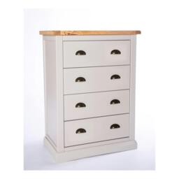 Rackhams Loreo 4 Drawer Chest of Drawers Brass Cup Handle - Light Grey - thumbnail 2