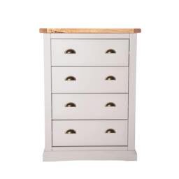 Rackhams Loreo 4 Drawer Chest of Drawers Brass Cup Handle - Light Grey - thumbnail 1