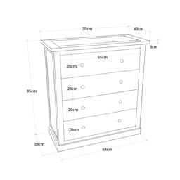 Rackhams Loreo 4 Drawer Chest of Drawers Brass Cup Handle - Light Grey - thumbnail 4
