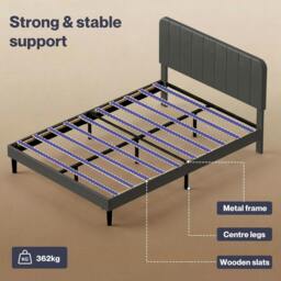Rackhams Double Bed Frame with Adjustable Headboard Velvet Upholstered Dark Grey - thumbnail 5