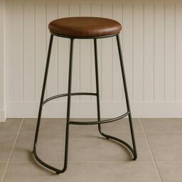 Rackhams Brixton Faux Leather Bar Stool with Metal Legs - thumbnail 2