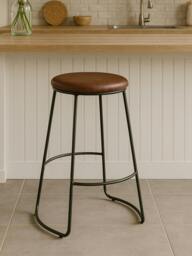 Rackhams Brixton Faux Leather Bar Stool with Metal Legs