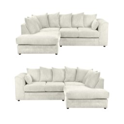 Rackhams Dylan Jumbo Cord 4 Seater Fabric Corner Sofa in Cream - Right Hand Corner - thumbnail 2