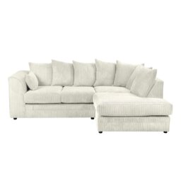 Rackhams Dylan Jumbo Cord 4 Seater Fabric Corner Sofa in Cream - Right Hand Corner