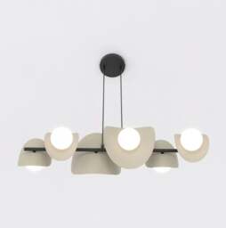 Rackhams ELEMENTI Pendant lamp 6 x G9 Mocha with White Shade - thumbnail 4