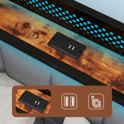 Rackhams Single Bed Frame LED Lights Headboard USB Charge Metal Mattress Platform - thumbnail 4