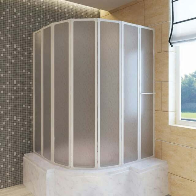 Rackhams Shower Bath Screen Wall 140 x 168 cm 7 Panels Foldable with Towel Rack