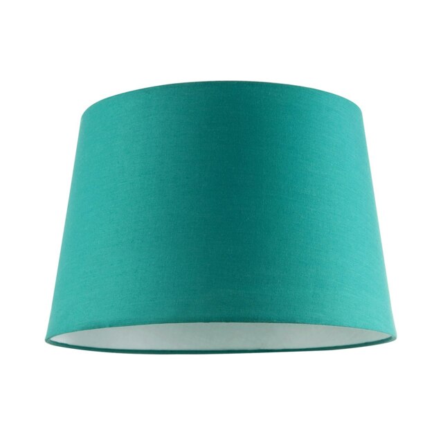 Rackhams Vivid Teal Cotton Fabric 12inch Drum Lampshade with White Cotton Inner - image 1