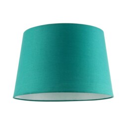 Rackhams Vivid Teal Cotton Fabric 12inch Drum Lampshade with White Cotton Inner - thumbnail 1