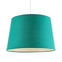 Rackhams Vivid Teal Cotton Fabric 12inch Drum Lampshade with White Cotton Inner - thumbnail 2