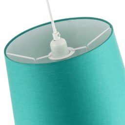 Rackhams Vivid Teal Cotton Fabric 12inch Drum Lampshade with White Cotton Inner - thumbnail 3