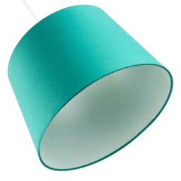 Rackhams Vivid Teal Cotton Fabric 12inch Drum Lampshade with White Cotton Inner - thumbnail 5