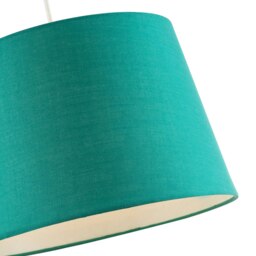 Rackhams Vivid Teal Cotton Fabric 12inch Drum Lampshade with White Cotton Inner - thumbnail 4