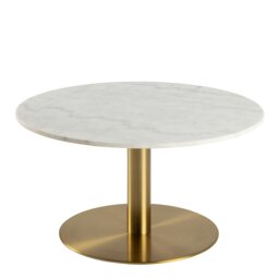 Rackhams Corby Round Coffee Table with White Polished Marble Top & Gold Base - 1 - Top marble white Guangxi polished / Base steel brass brushed - White