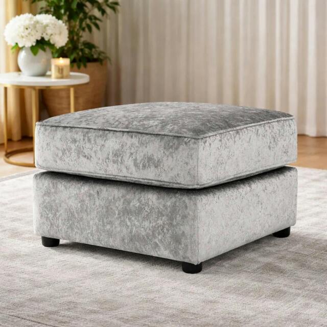Rackhams Vegas Living Room Furniture Range - Foot Stool - Black & Silver - image 1