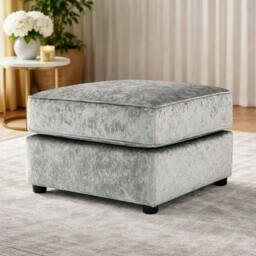 Rackhams Vegas Living Room Furniture Range - Foot Stool - Black & Silver - thumbnail 1