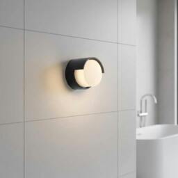 Rackhams 4 Watt LED Round Black Bathroom Wall Light Fixture - thumbnail 1