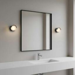 Rackhams 4 Watt LED Round Black Bathroom Wall Light Fixture - thumbnail 3